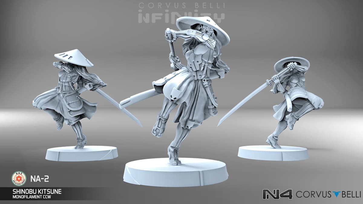infinity releases june - Oniwaban Shinobu Kitsune - unpainted minis