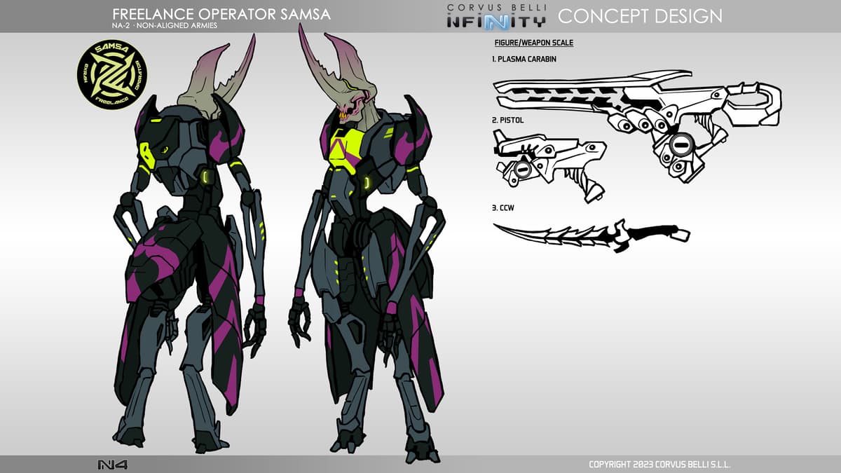 Infinity Releases September - ITS Season 15 Tournament Pack New Order- Freelance Operator Samsa miniature