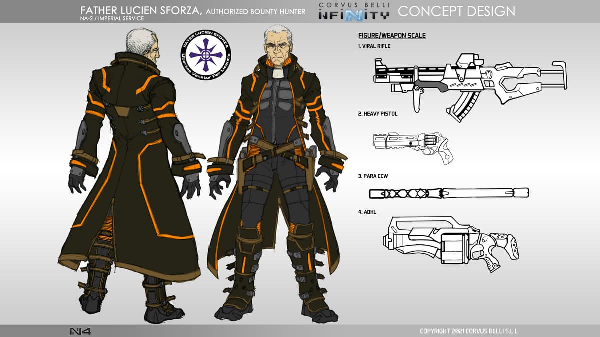 Infinity Releases September - Father Lucien Sforza, Authorized Bounty Hunter